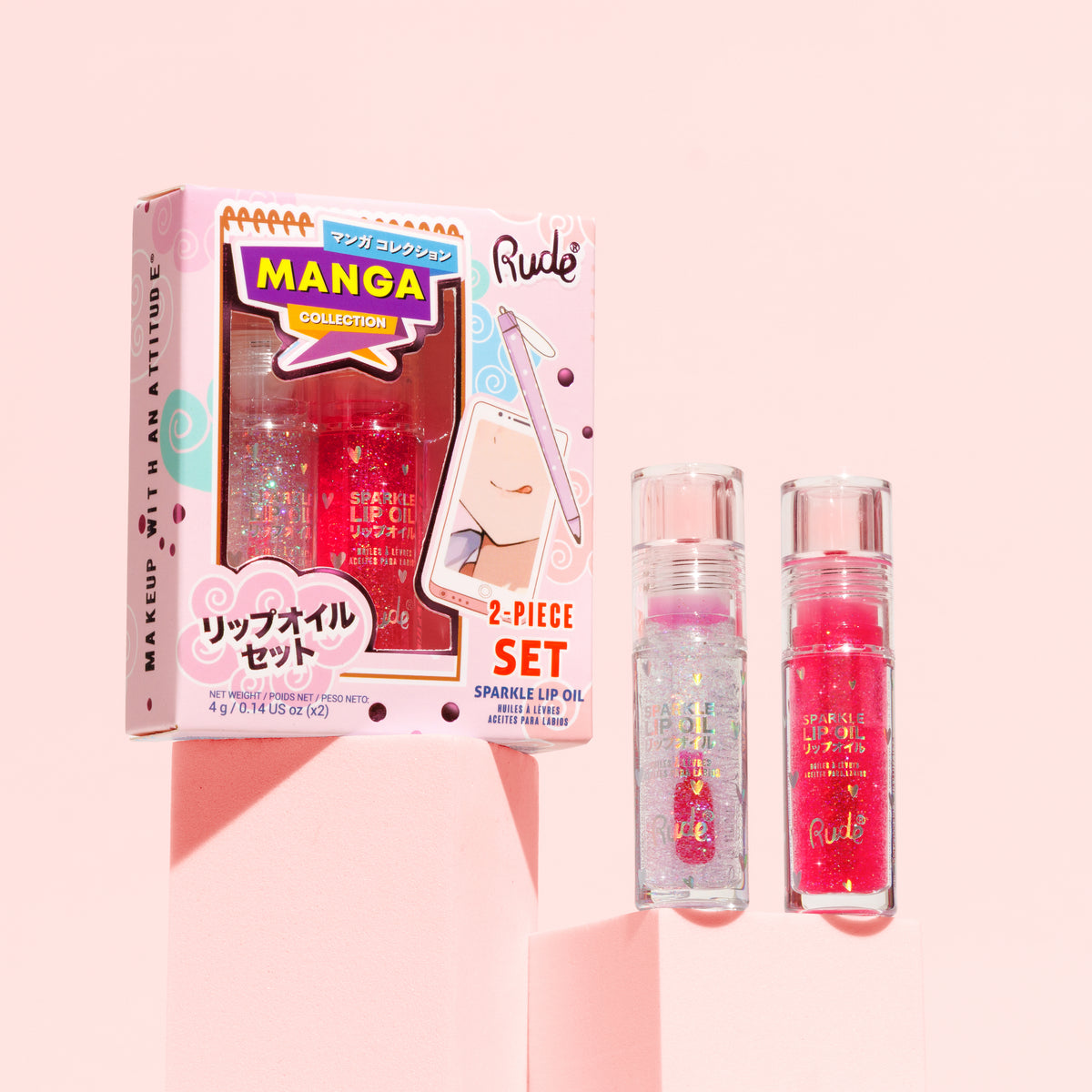 Manga Collection Sparkle Lip Oil Duo by Rude Cosmetics