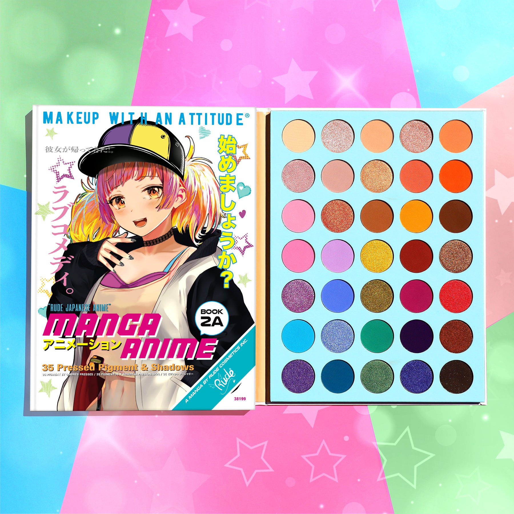 Manga Anime 35 Pressed Pigment & Shadows Book 2A by Rude Cosmetics