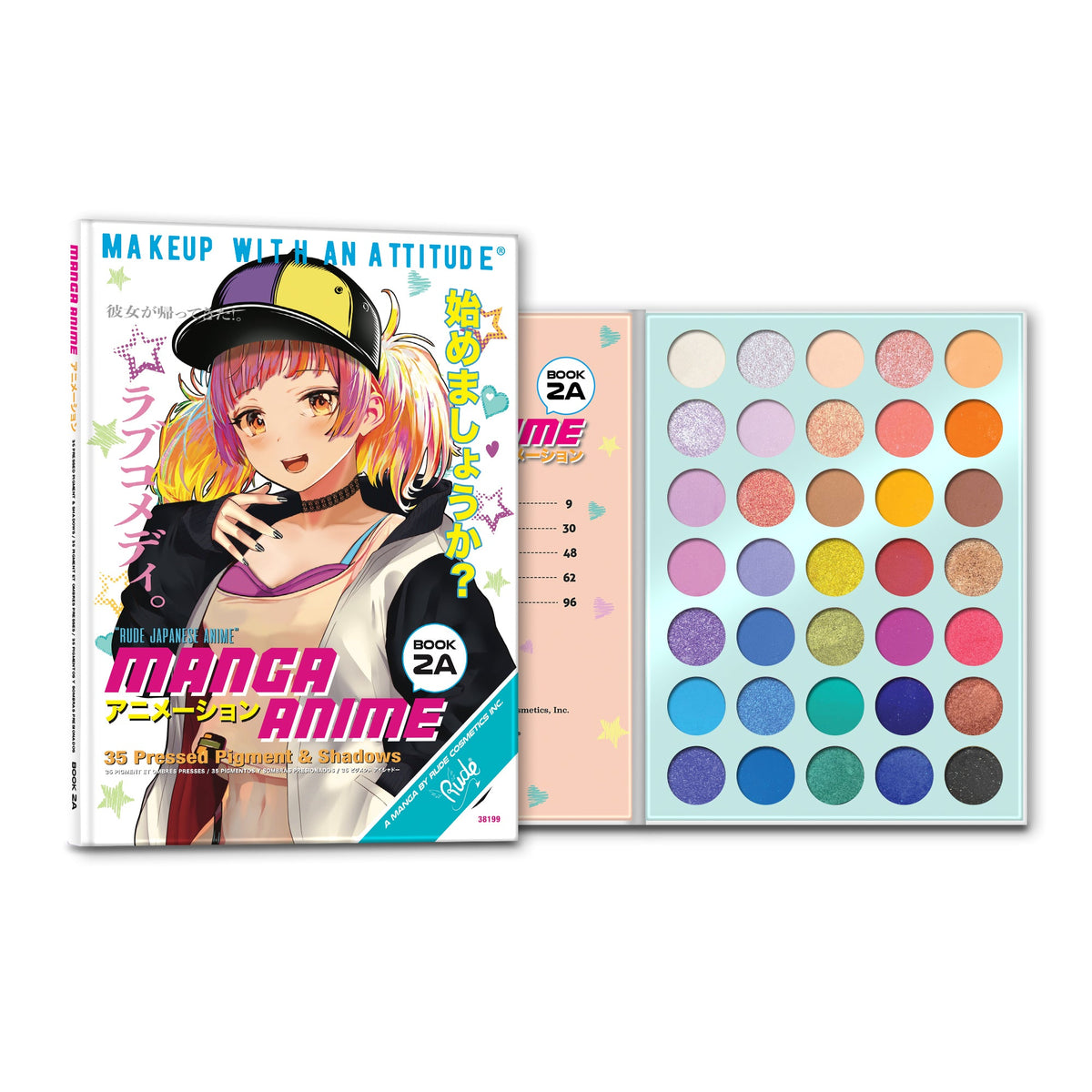 BOOK 2A Manga Anime 35 Eyeshadow Palette Display Set, 12 PCS