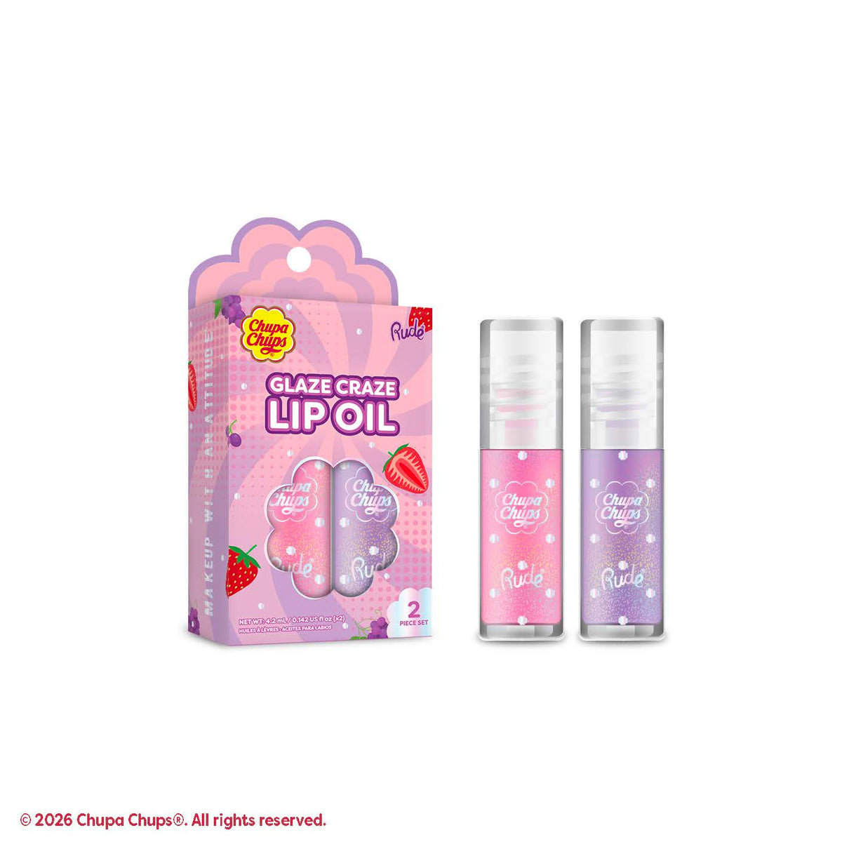 Rude Glaze Craze Lip Oil Duo Strawberry / Grape product package