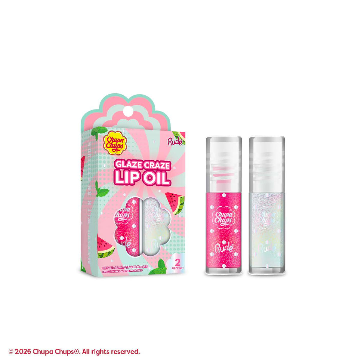 Rude Glaze Craze Lip Oil Duo Watermelon / Mint product package