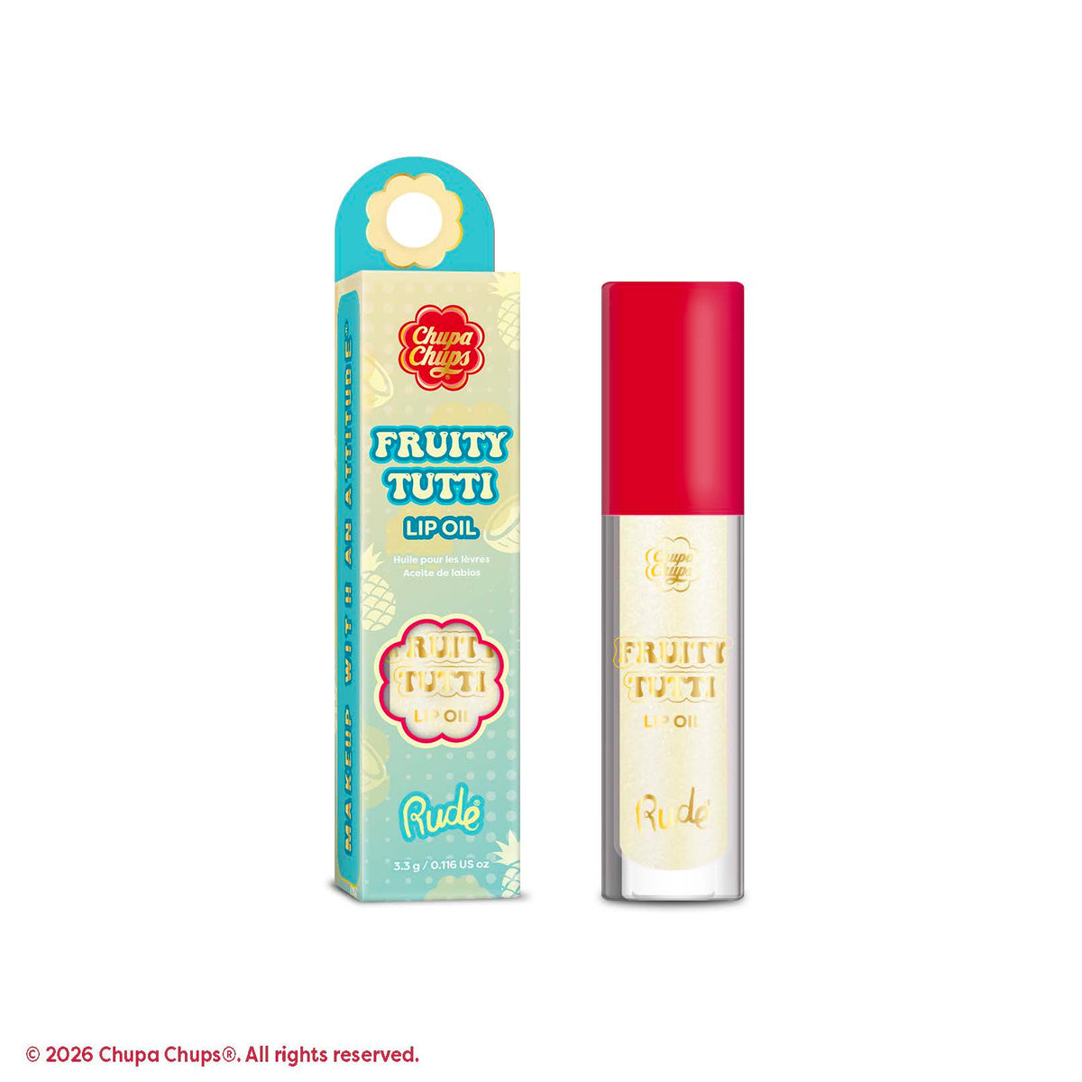 Rude Chupa Chups Fruity Tutti Lip Oil Pina Colada product package