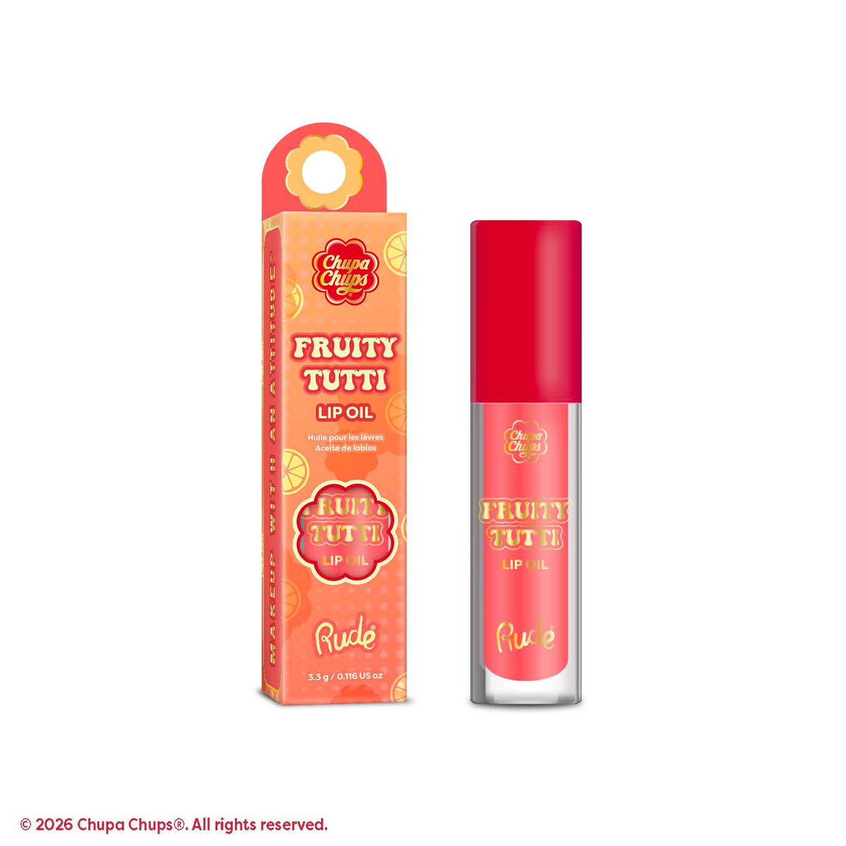 Rude Chupa Chups Fruity Tutti Lip Oil Blood Orange product package