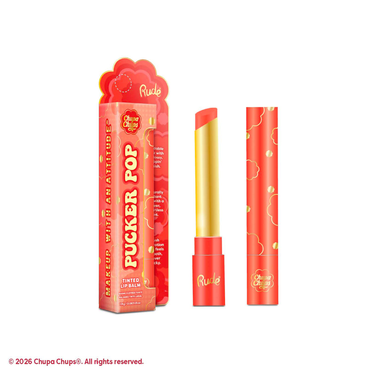 Rude Chupa Chups Pucker Pop Tinted Lip Balm Summer Fig product package