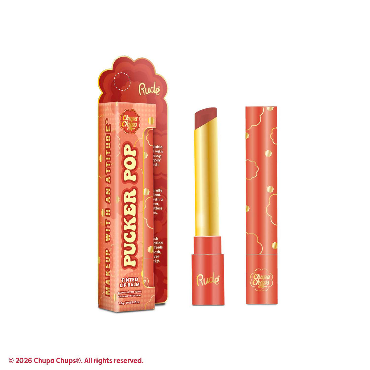 Rude Chupa Chups Pucker Pop Tinted Lip Balm Feeling Spicy product package