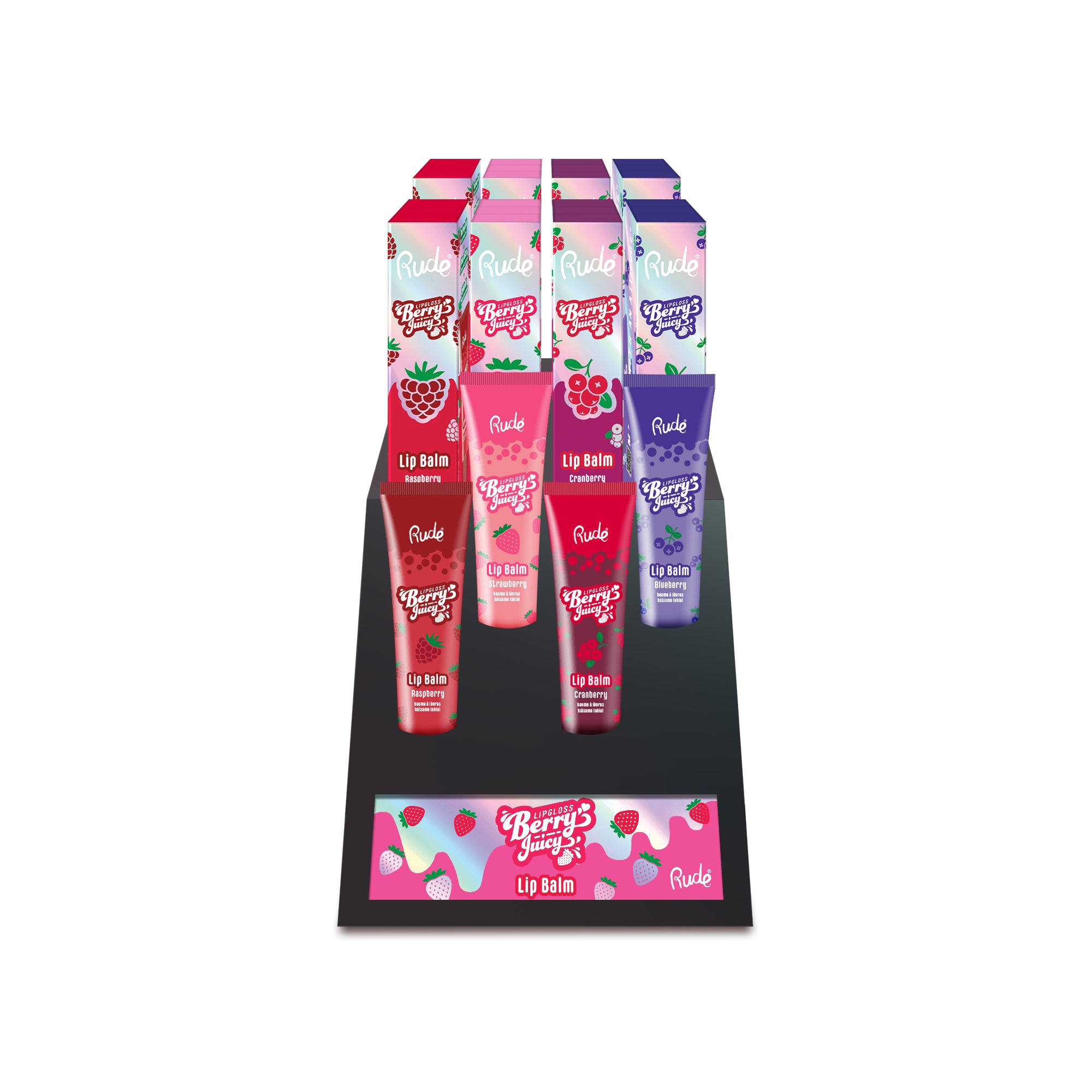 Berry Juicy Lip Balm Display Set, 32 PCS – Rude Cosmetics