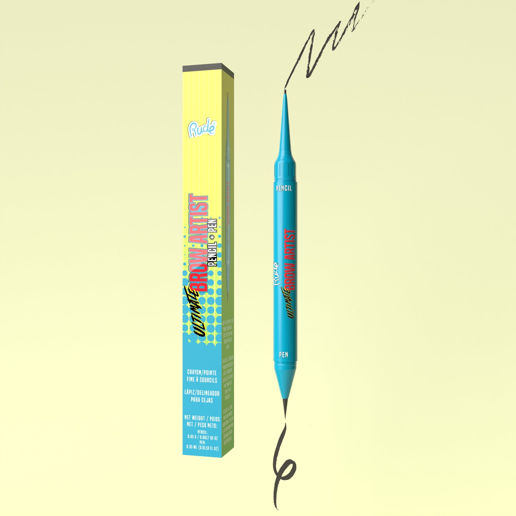 Rude Ultimate Brow Artist Pencil And Pen Black Brown product package