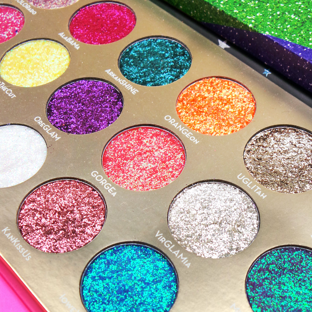 United Shades of Glitter -  21 Pressed Glitter Eyeshadow Palette