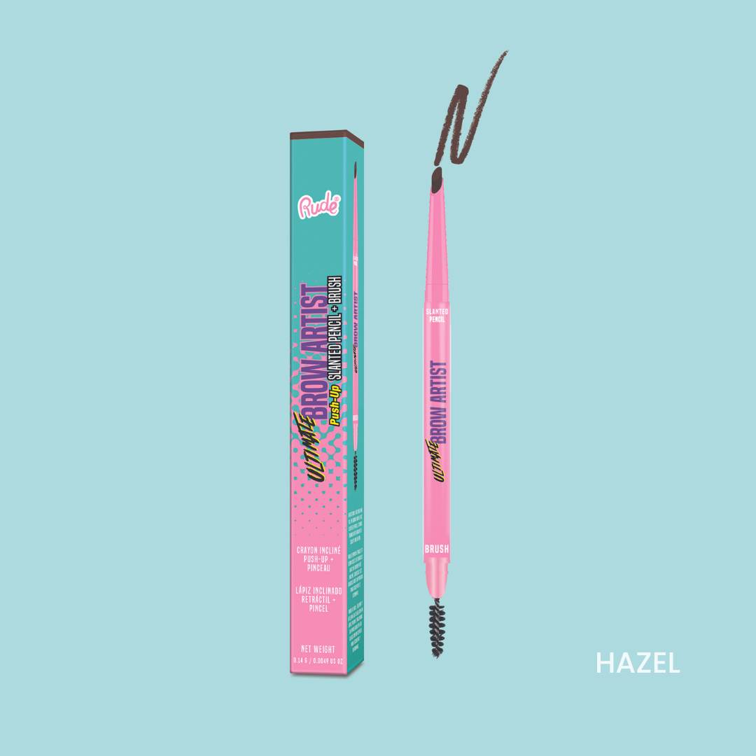 Rude Ultimate Brow Artist Push-Up Slanted Pencil & Brush Hazel product package