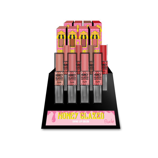 Honey Glazed Shine Lip Color Display Set, 64 pcs by Rude Cosmetics