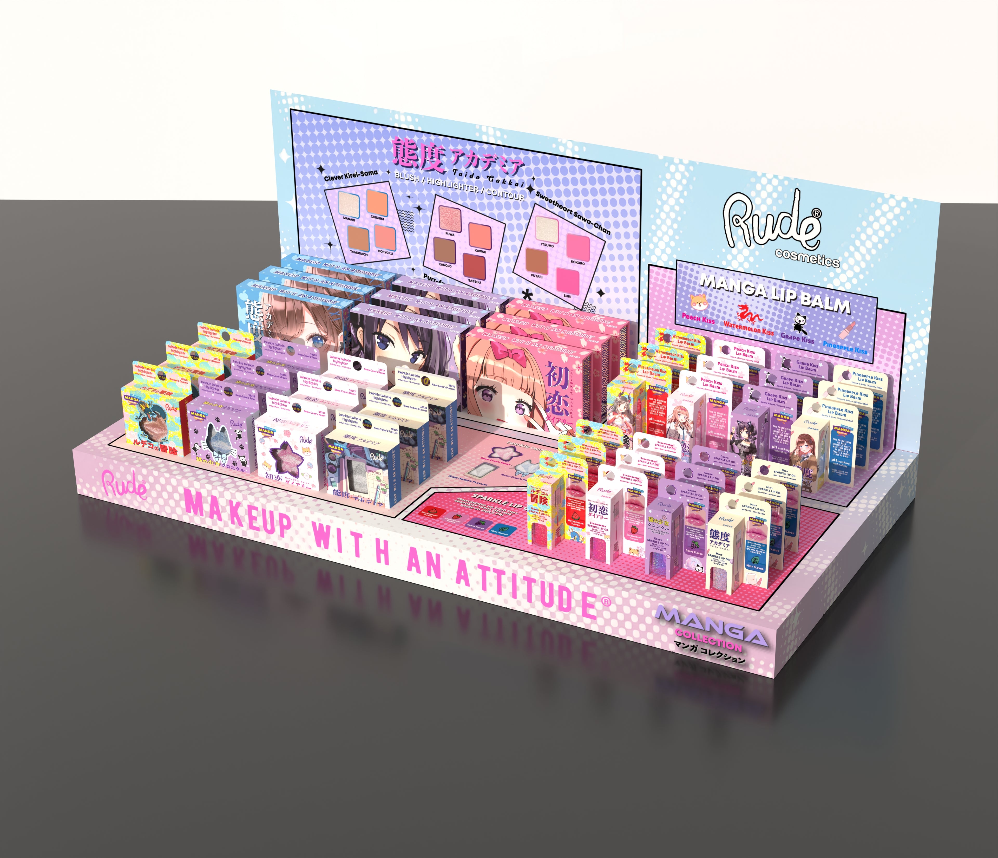 The Manga Collection Display Set by Rude Cosmetics - Manga Makeup Set