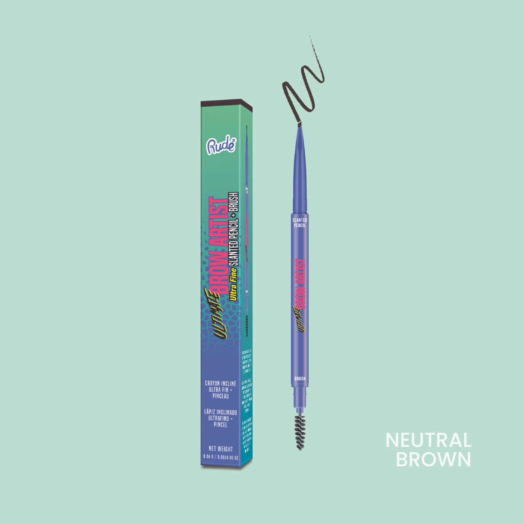 Rude Ultimate Brow Artist Ultra Fine Slanted Pencil & Brush Neutral Brown product package
