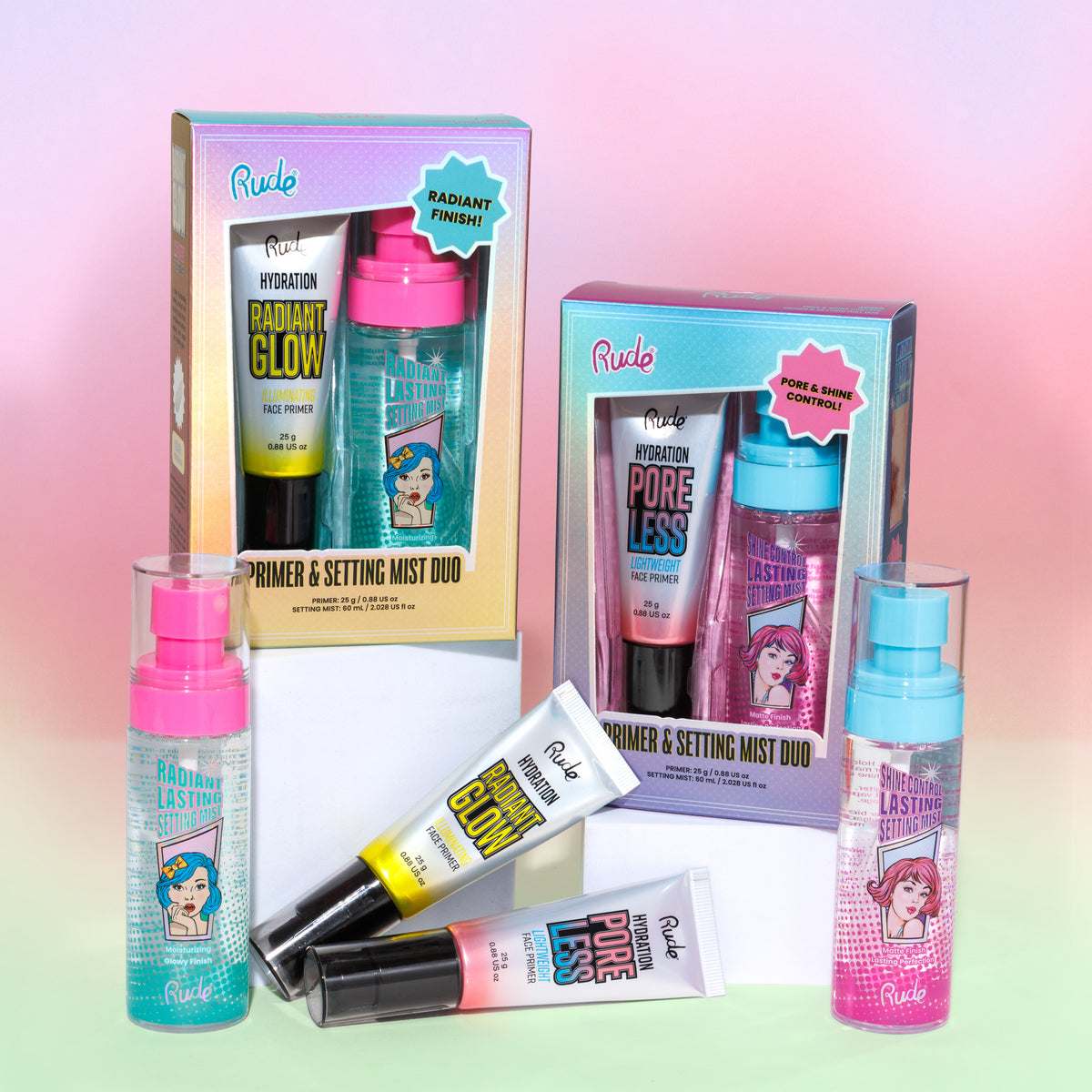 Pore-less Face Primer + Shine Control Setting Mist Duo – Rude Cosmetics