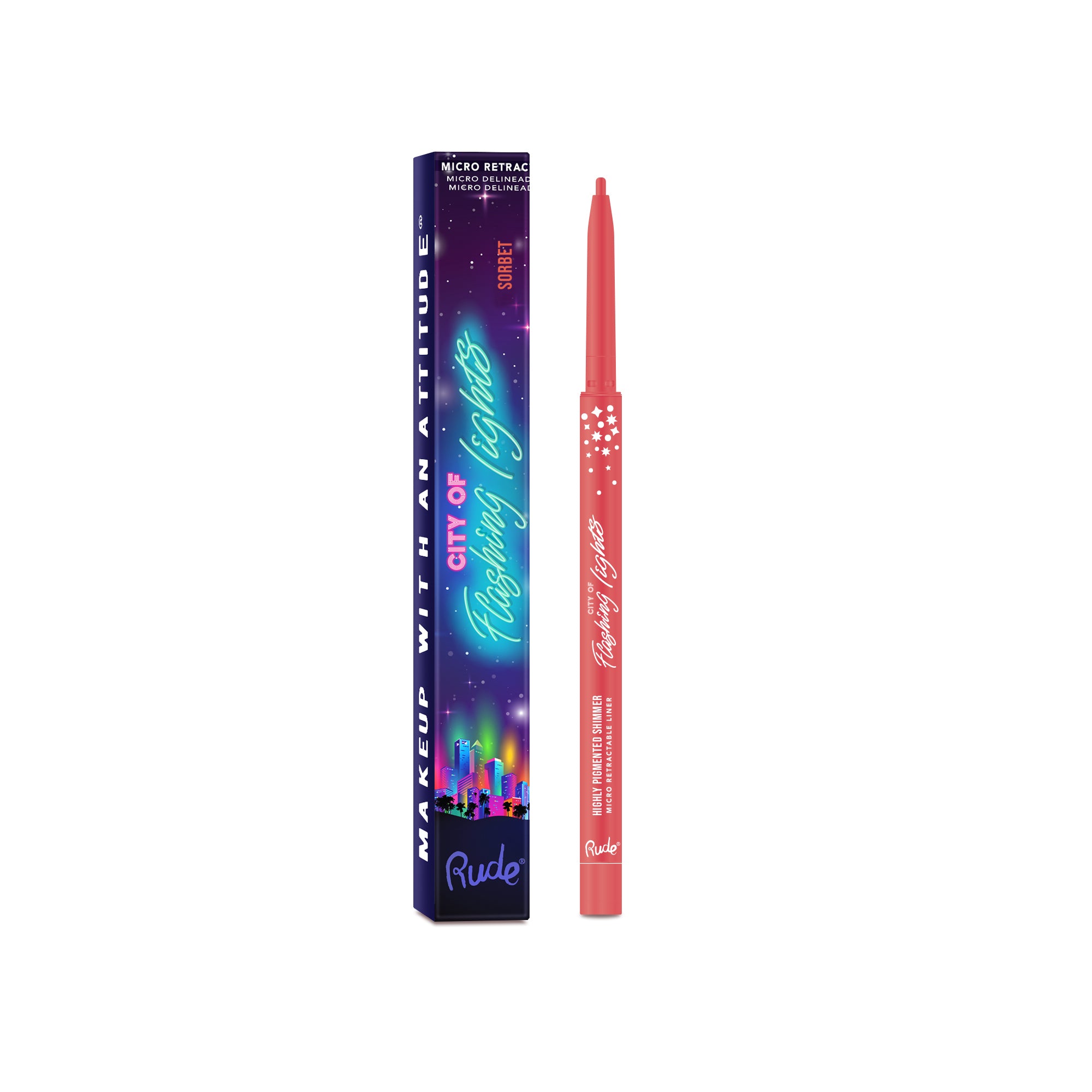 Rude City of Flashing Lights Micro Retractable Liner Sorbet (Not For Use Around The Eyes) product package