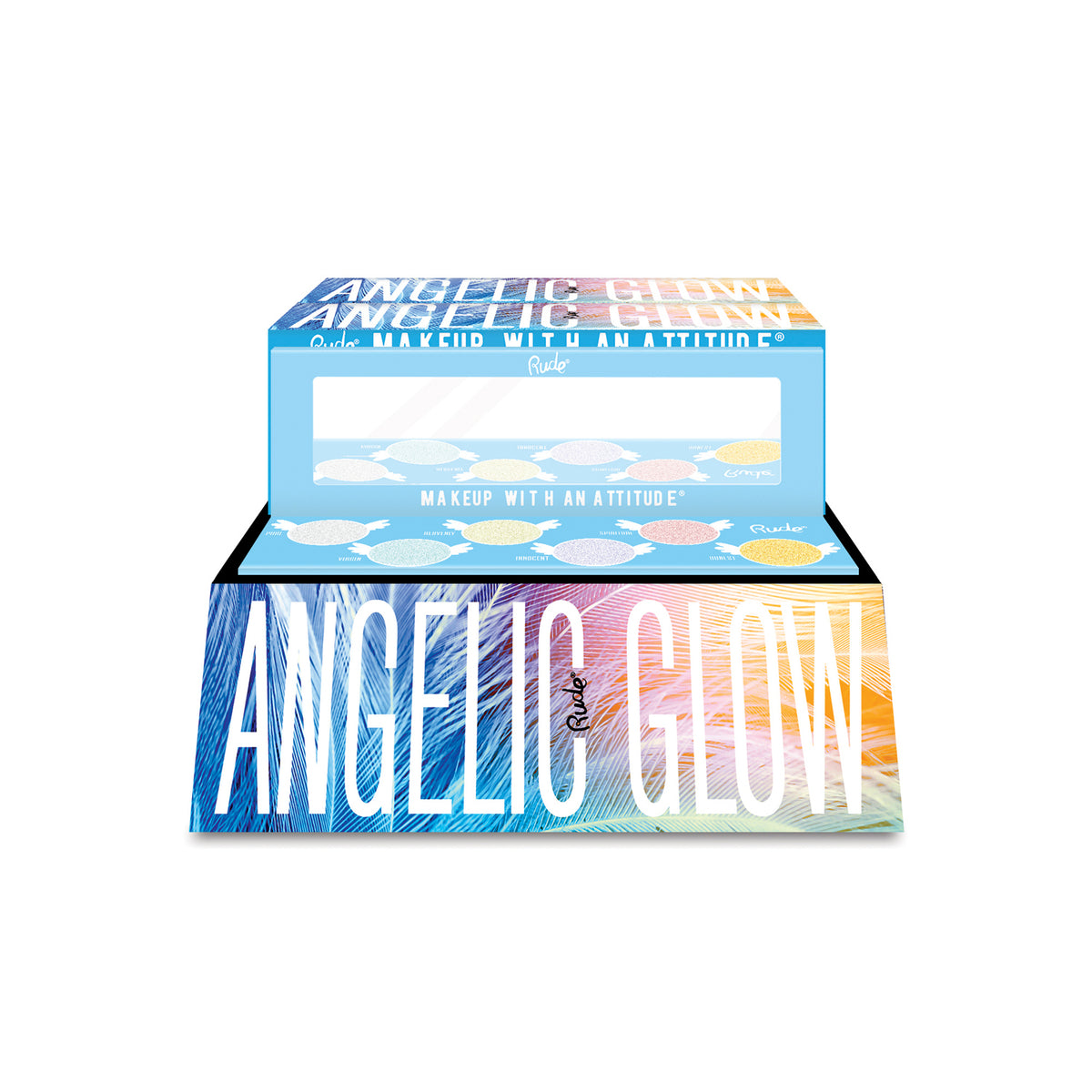 Angelic Glow Highlighter and Eyeshadow Palette Display Set, 24 pcs