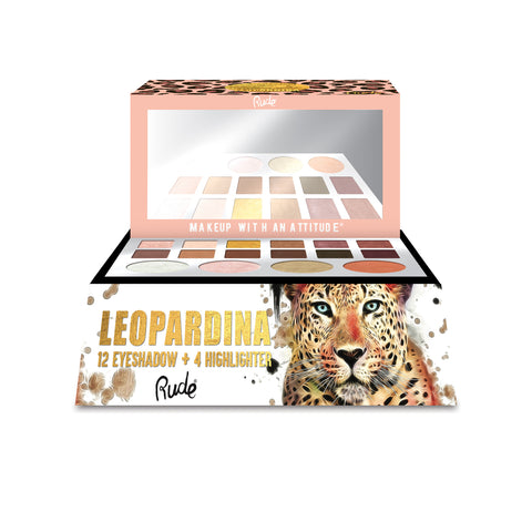 Leopardina 12 Eyeshadow + 4 Highlighter Palette Display Set, 24pcs