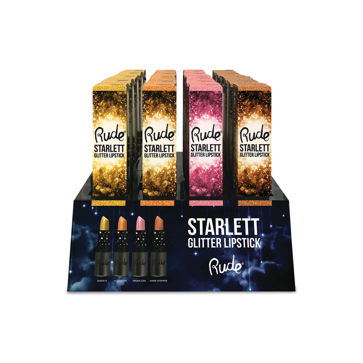 Starlett Glitter Lipstick Display Set, 48 pcs