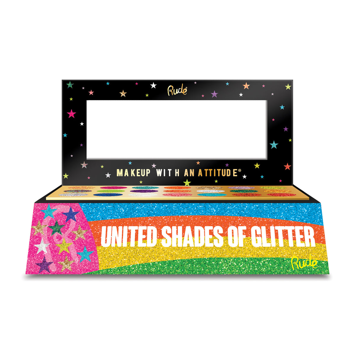 United Shades of Glitter Pressed Glitter Palette Display Set, 12pcs