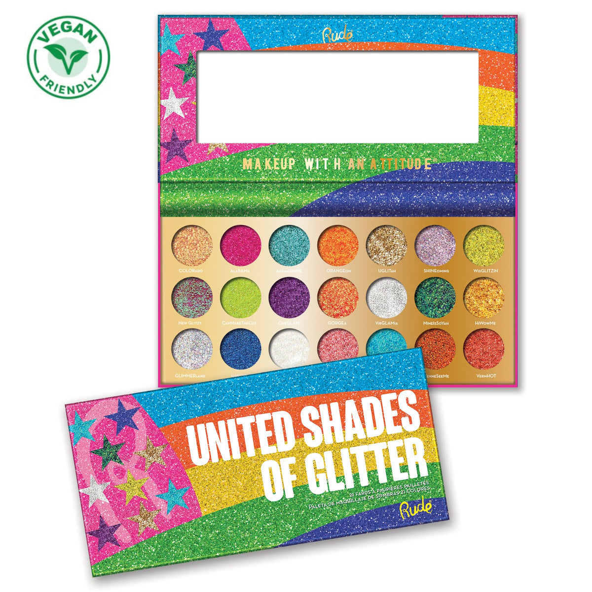 United Shades of Glitter Pressed Glitter Palette Display Set, 12pcs
