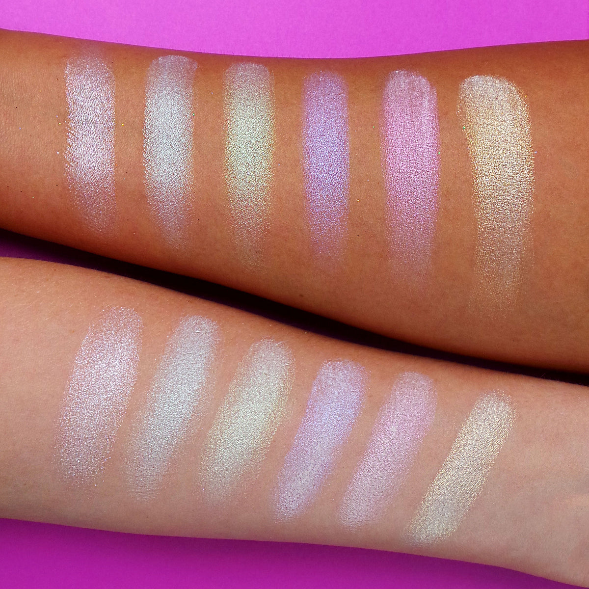 Angelic Glow Highlighter and Eyeshadow Swatch On Arm